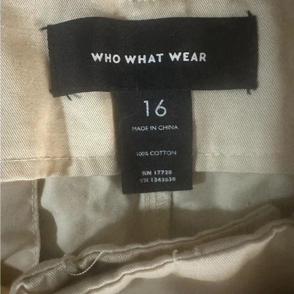 Who What Wear Khaki Chinos with belt size 16 NWT - Picture 6 of 6